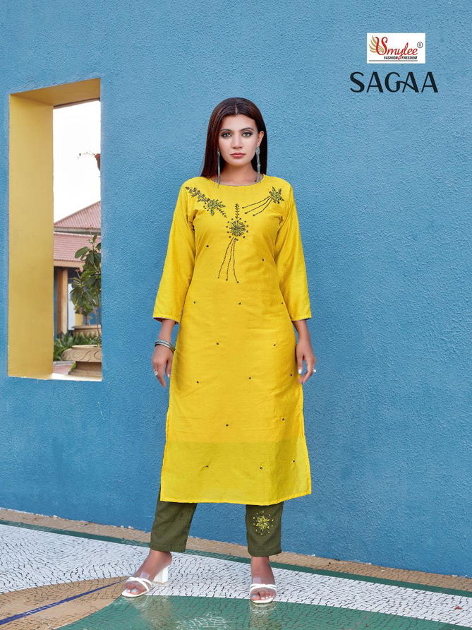 Smylee Sagaa Designer Ethnic Wear Designer Kurti With Bottom Collection